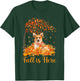 Fall Is Here Corgi Jumping On Autumn Leaf Pumpkin Dog Lovers T-Shirt - T-Shirt | Forest