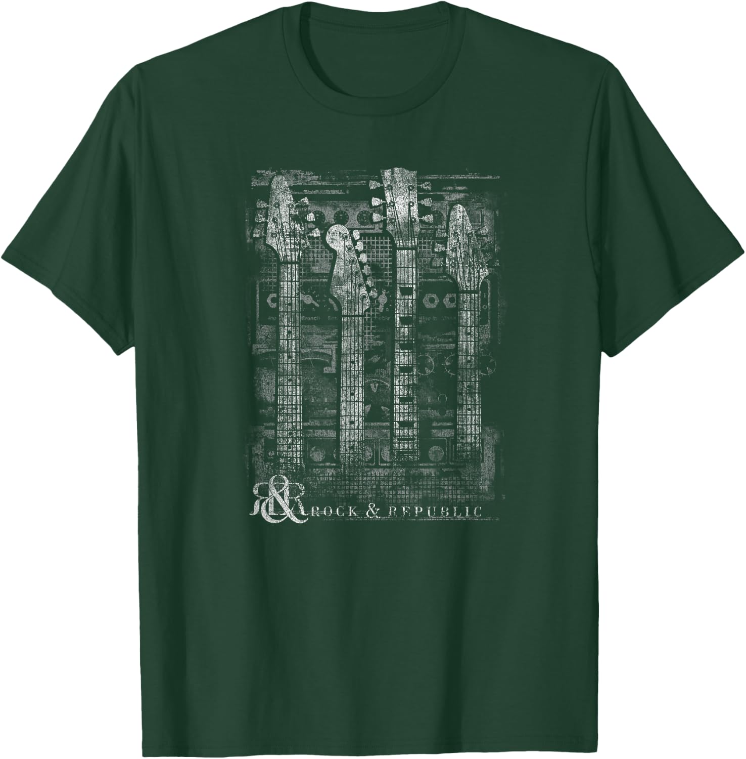 Trendy Rock & Republic Faded Guitar Music Graphic Design T-Shirt - T-Shirt | Forest