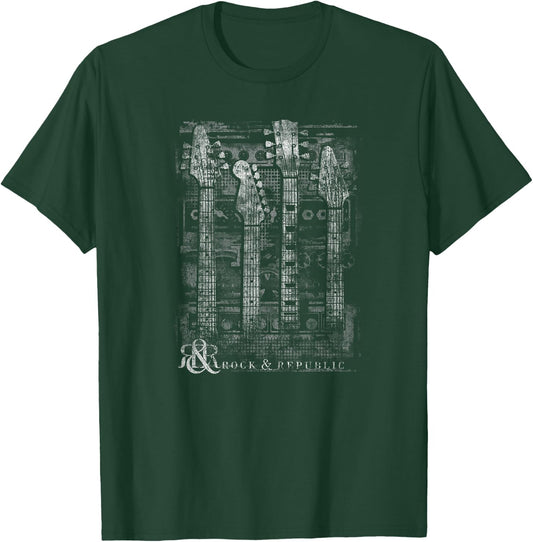 Trendy Rock & Republic Faded Guitar Music Graphic Design T-Shirt - T-Shirt | Forest