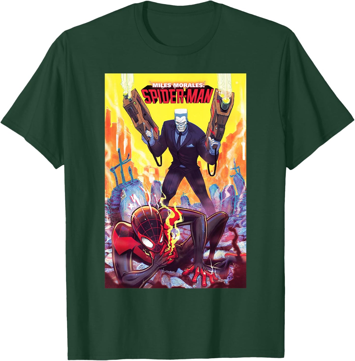 Marvel Spider-Man Miles Morales & Tombstone Comic Book Cover T-Shirt - T-Shirt | Forest