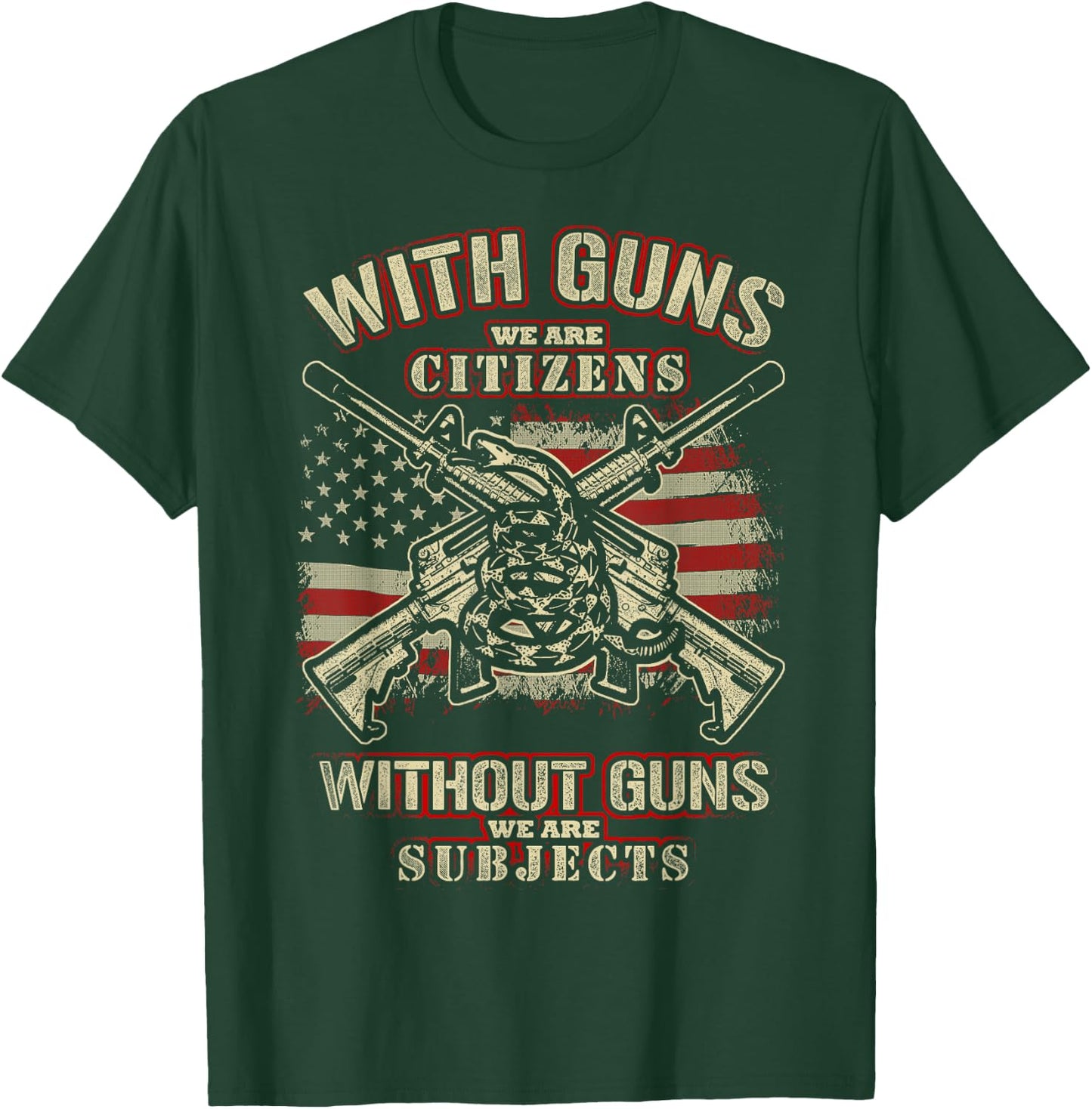 With Guns We Are Citizens , American Flag Shirt Men T-Shirt - T-Shirt | Forest