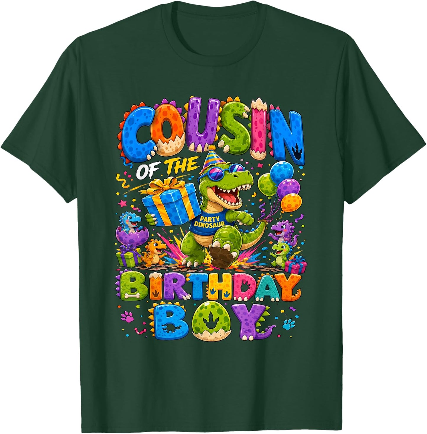 Cousin of The Birthday Boy T-Rex Dinosaur T-Shirt - T-Shirt | Forest