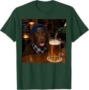Chocolate Labrador Drinking Beer Funny Dog Meme T-Shirt - T-Shirt | Forest