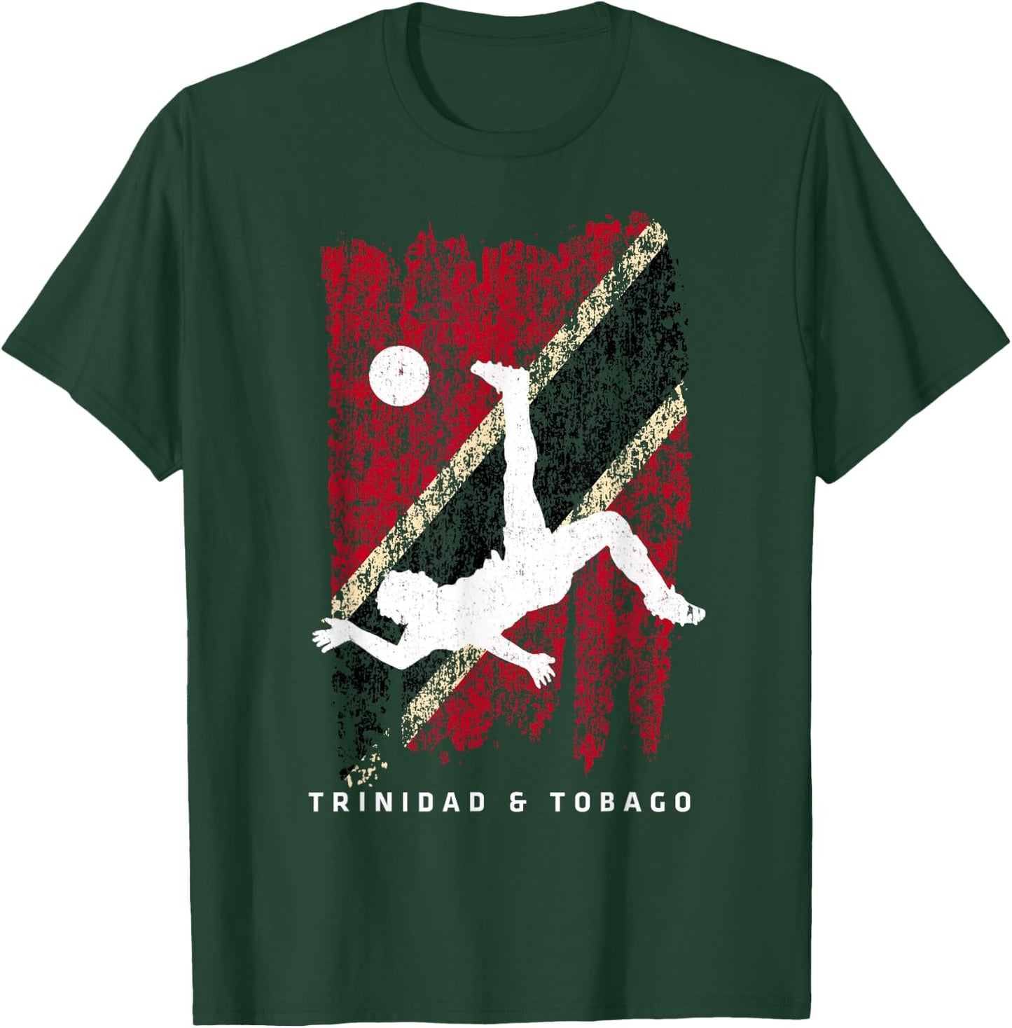 Trinidad & Tobago Flag Soccer Player Silhouette T-Shirt - T-Shirt | Forest