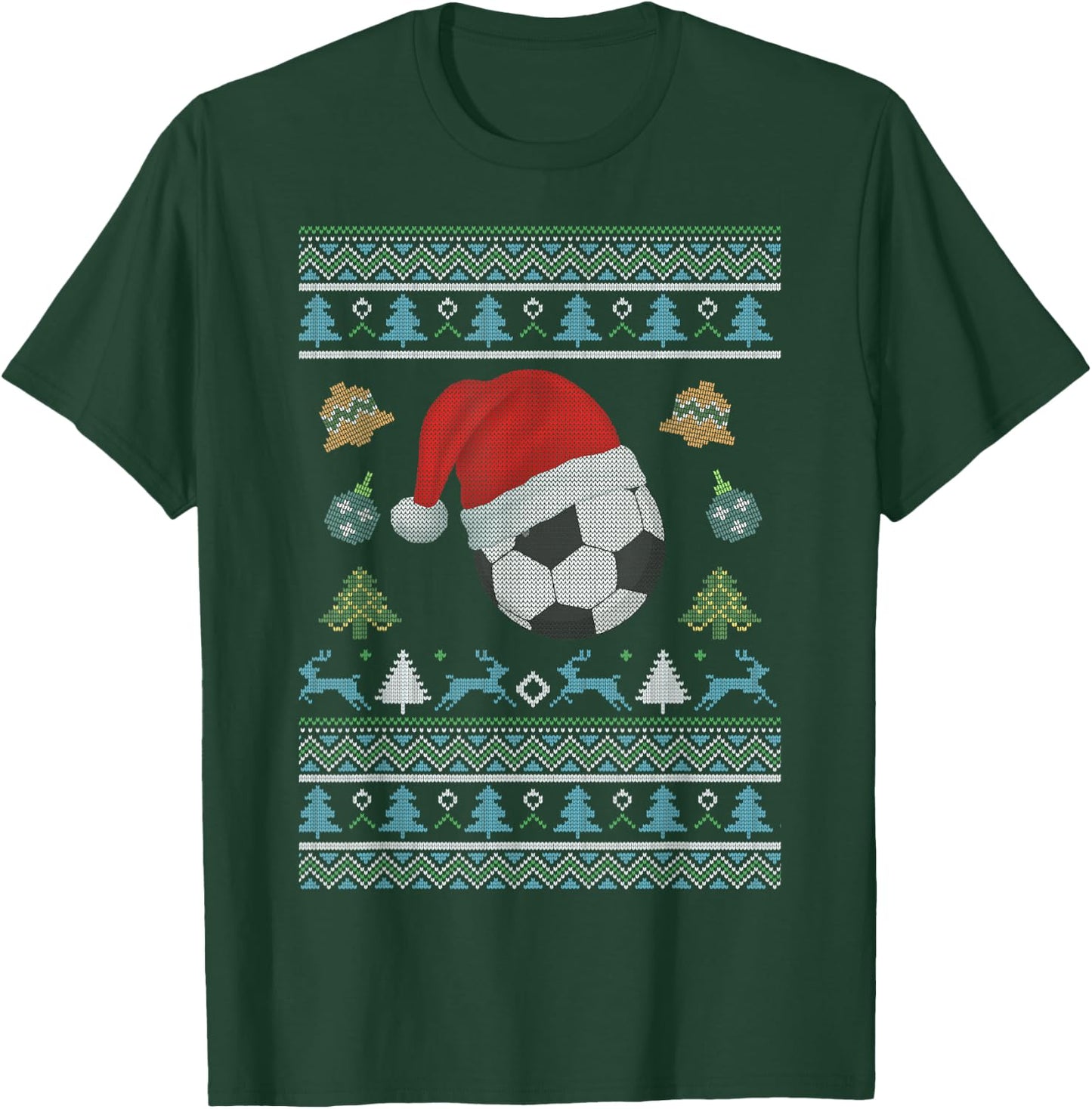 Funny Football Soccer Ugly Christmas Sweater Boys Girls XMAS T-Shirt - T-Shirt | Forest