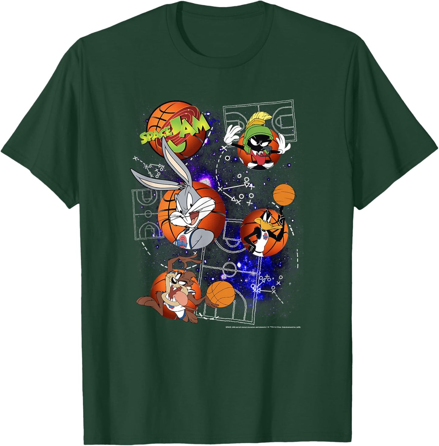 Space Jam Classic Toons Basketball Playbook T-Shirt - T-Shirt | Forest
