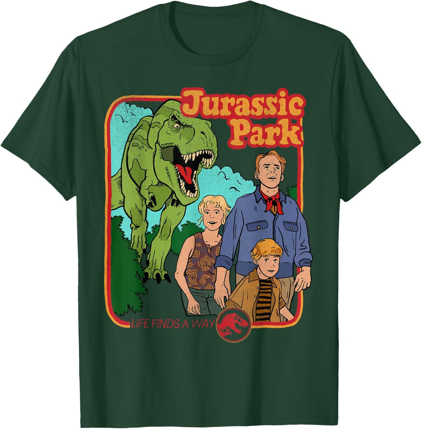Jurassic Park Retro Life Finds A Way Park Poster Small T-Shirt - T-Shirt | Forest
