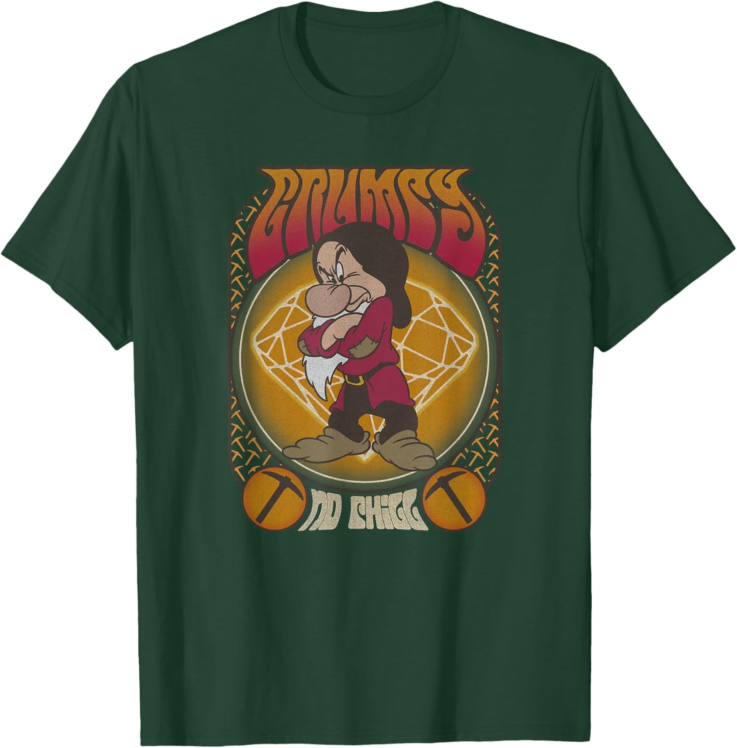 Disney Snow White & The Seven Dwarfs Grumpy Seventies Poster T-Shirt - T-Shirt | Forest