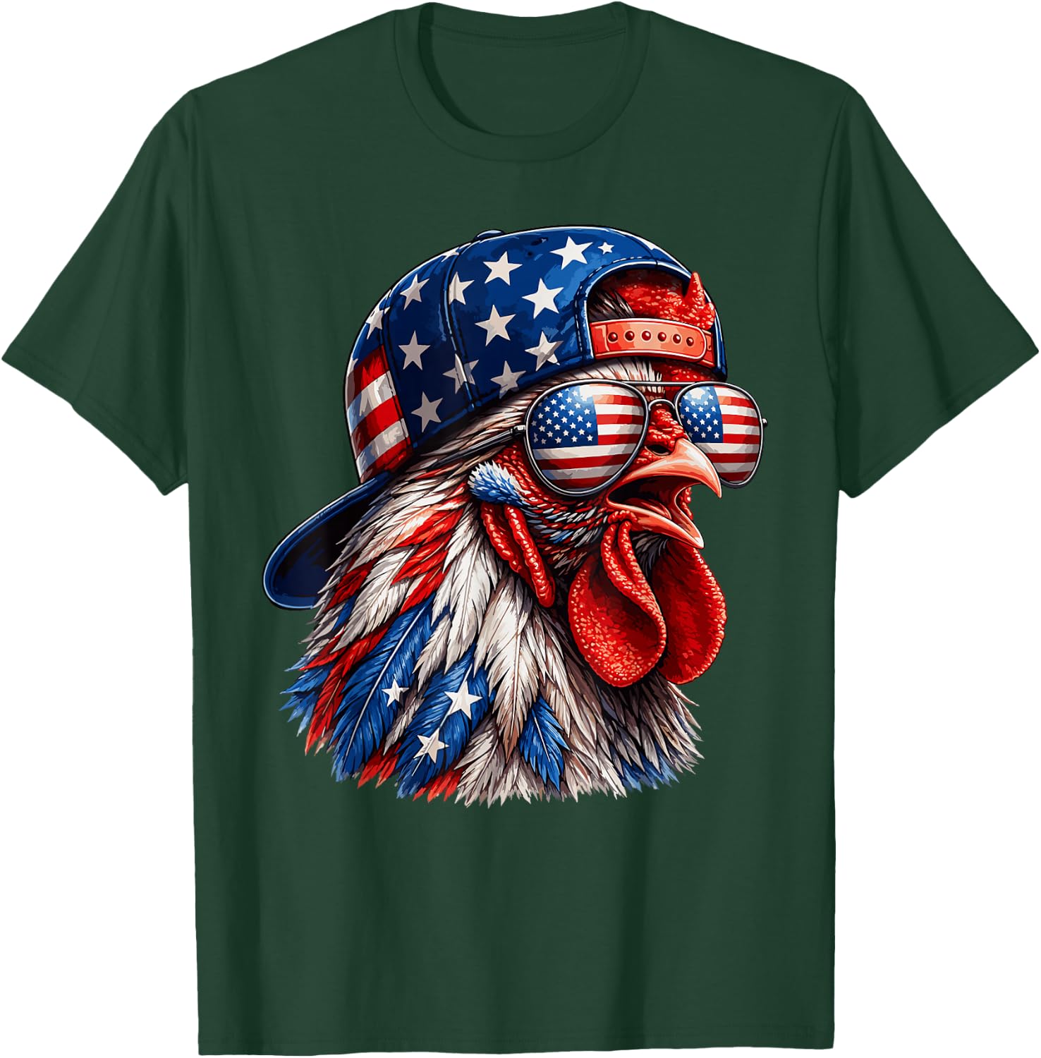 4th of July Funny Chicken USA American Flag Patriotic Boys T-Shirt - T-Shirt | Forest