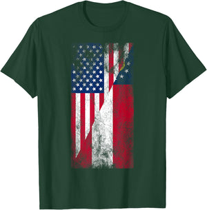 USA & Georgia Flags - American Georgian T-Shirt - T-Shirt | Forest