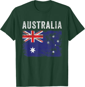 Australia Flag Distressed - Men Women Kids - Australian Flag T-Shirt - T-Shirt | Forest
