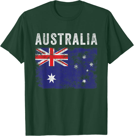 Australia Flag Distressed - Men Women Kids - Australian Flag T-Shirt - T-Shirt | Forest
