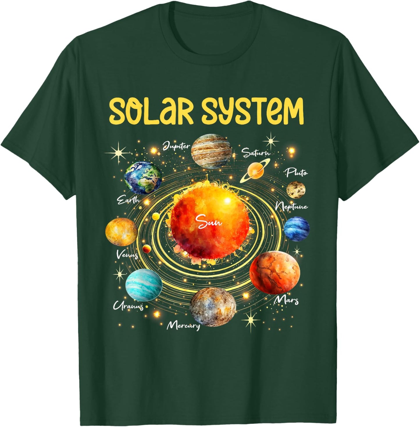Cute Solar System Planets Science Space STEM Boys Girls Kids T-Shirt - T-Shirt | Forest