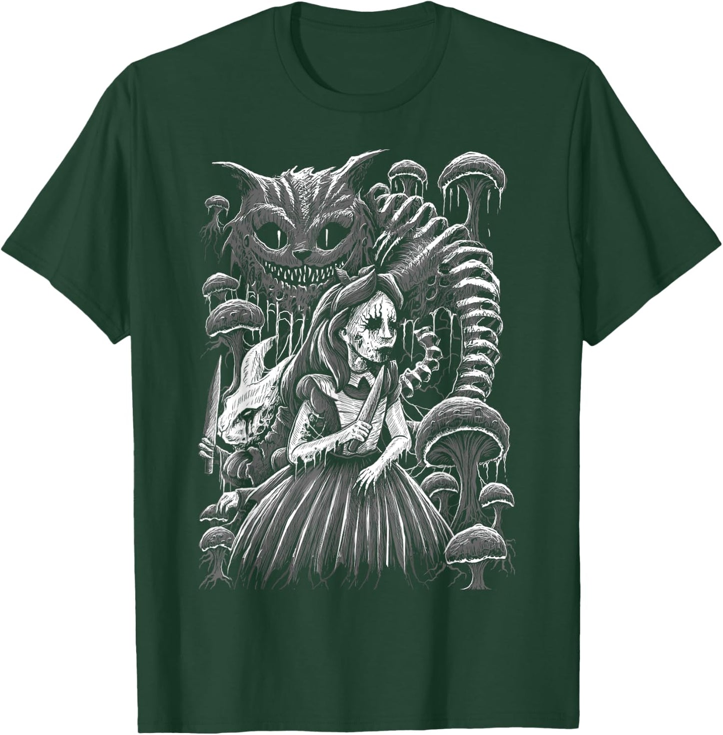 Alice In Wonderland Cheshire Cat Murderland Malice Rabbit T-Shirt - T-Shirt | Forest