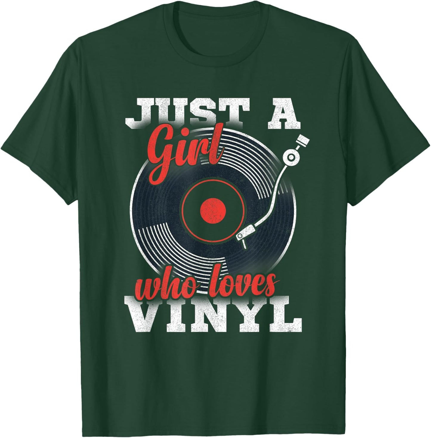 Women LP Collector Just A Girl Who Loves Vinyl Records T-Shirt - T-Shirt | Forest