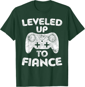 Leveled Up to Fiance Engagement Wedding Shirt T-Shirt - T-Shirt | Forest