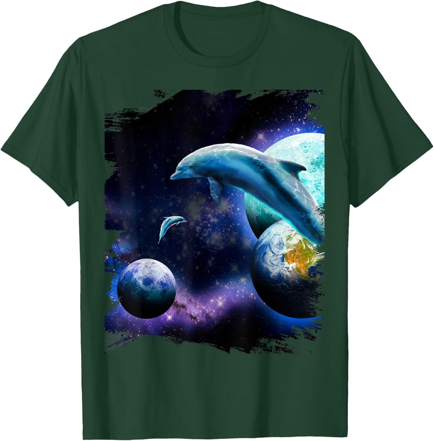Galaxy Dolphin - Dolphins In Space T-Shirt - T-Shirt | Forest