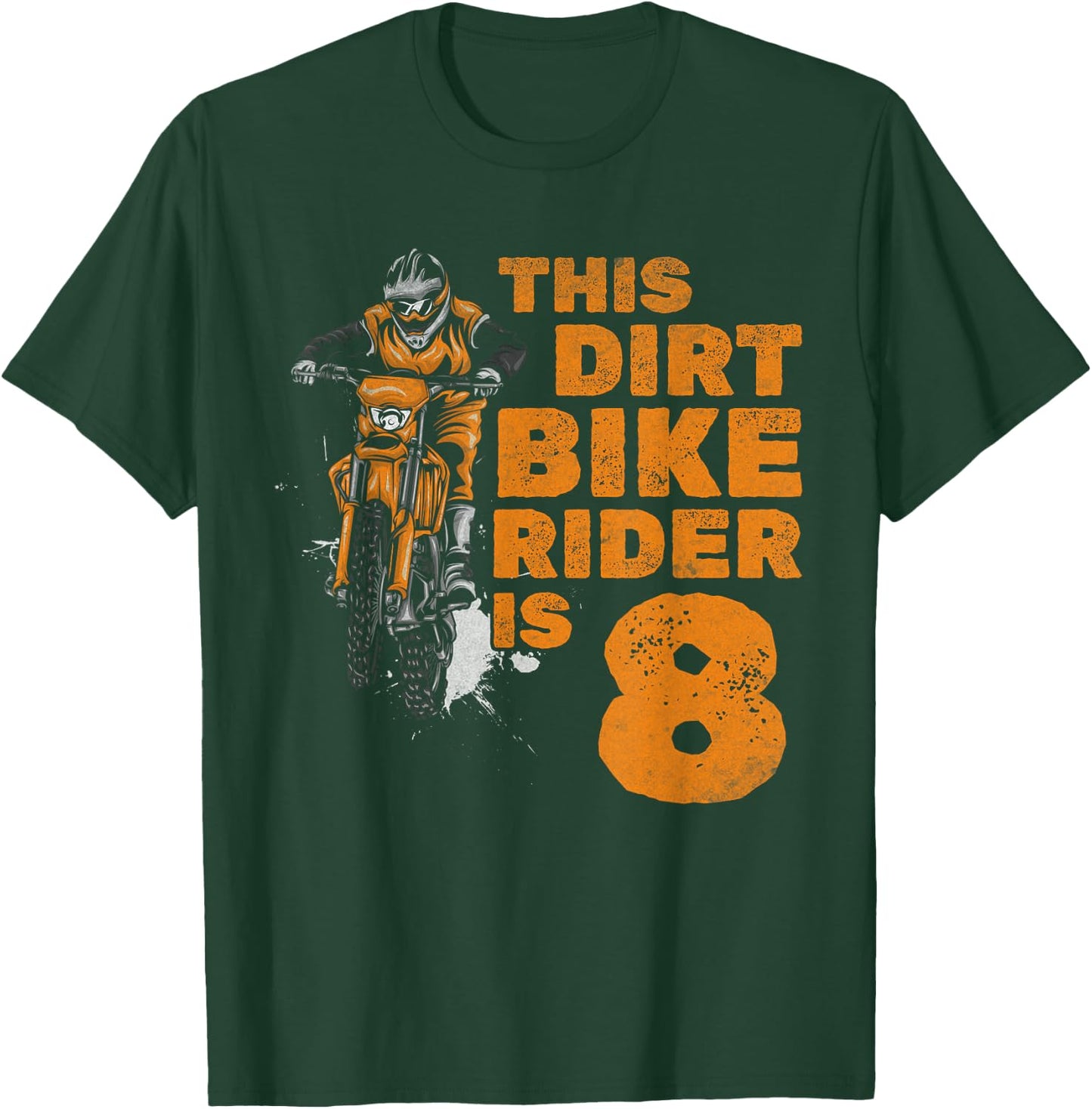 This Little Dirt Bike Rider Is 8th Birthday Boy Motocross T-Shirt - T-Shirt | Forest