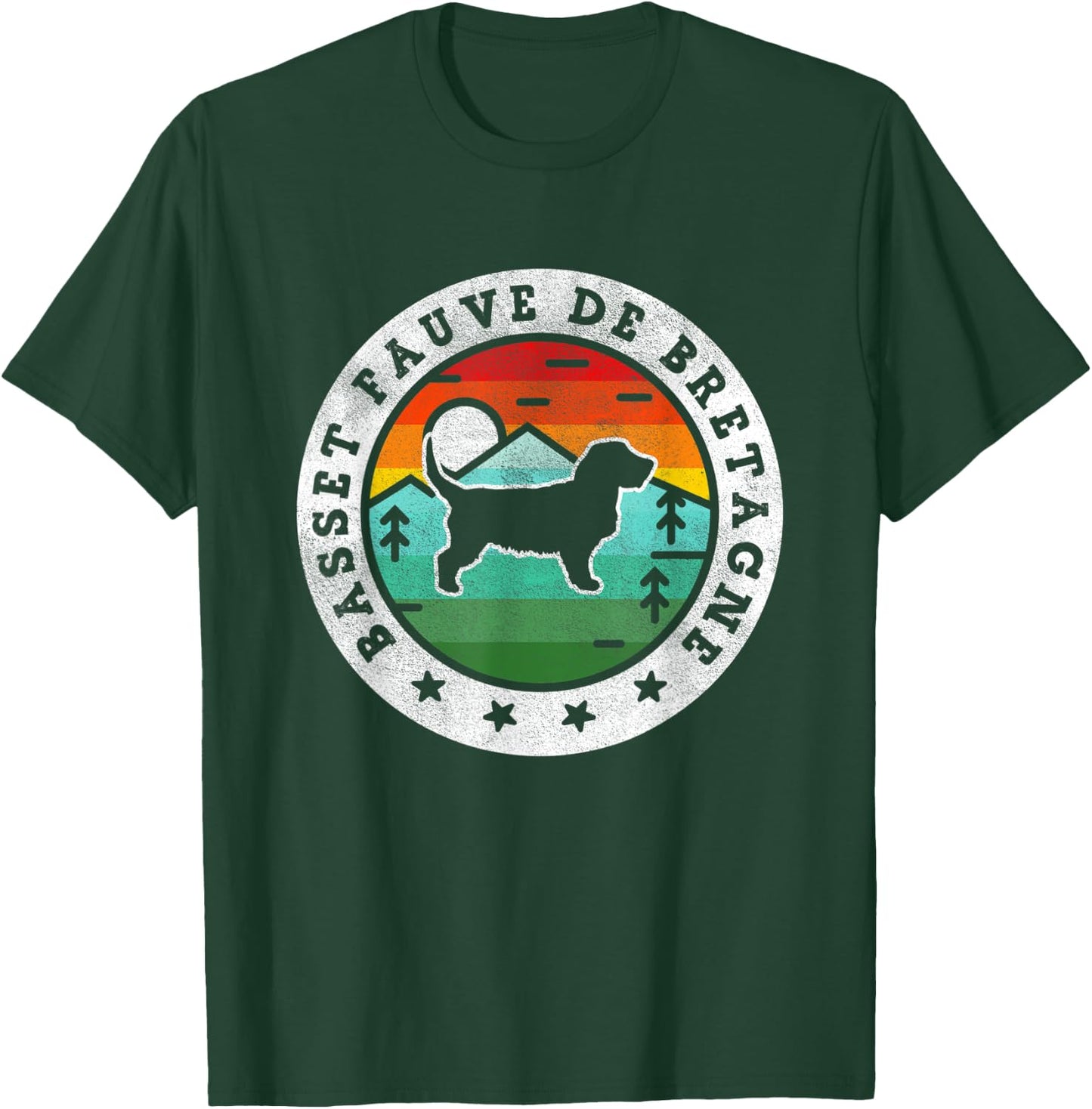 Vintage Basset Fauve de Bretagne Retro Dog Mom Dad Women Kids T-Shirt - T-Shirt | Forest