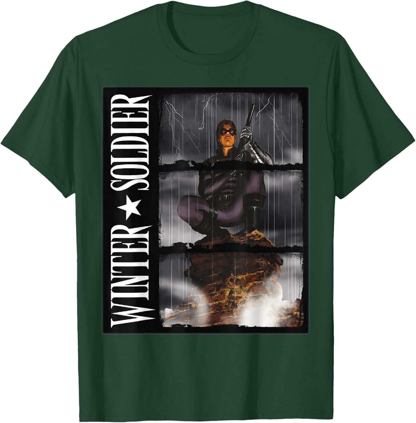 Marvel Winter Soldier Block Portrait T-Shirt - T-Shirt | Forest