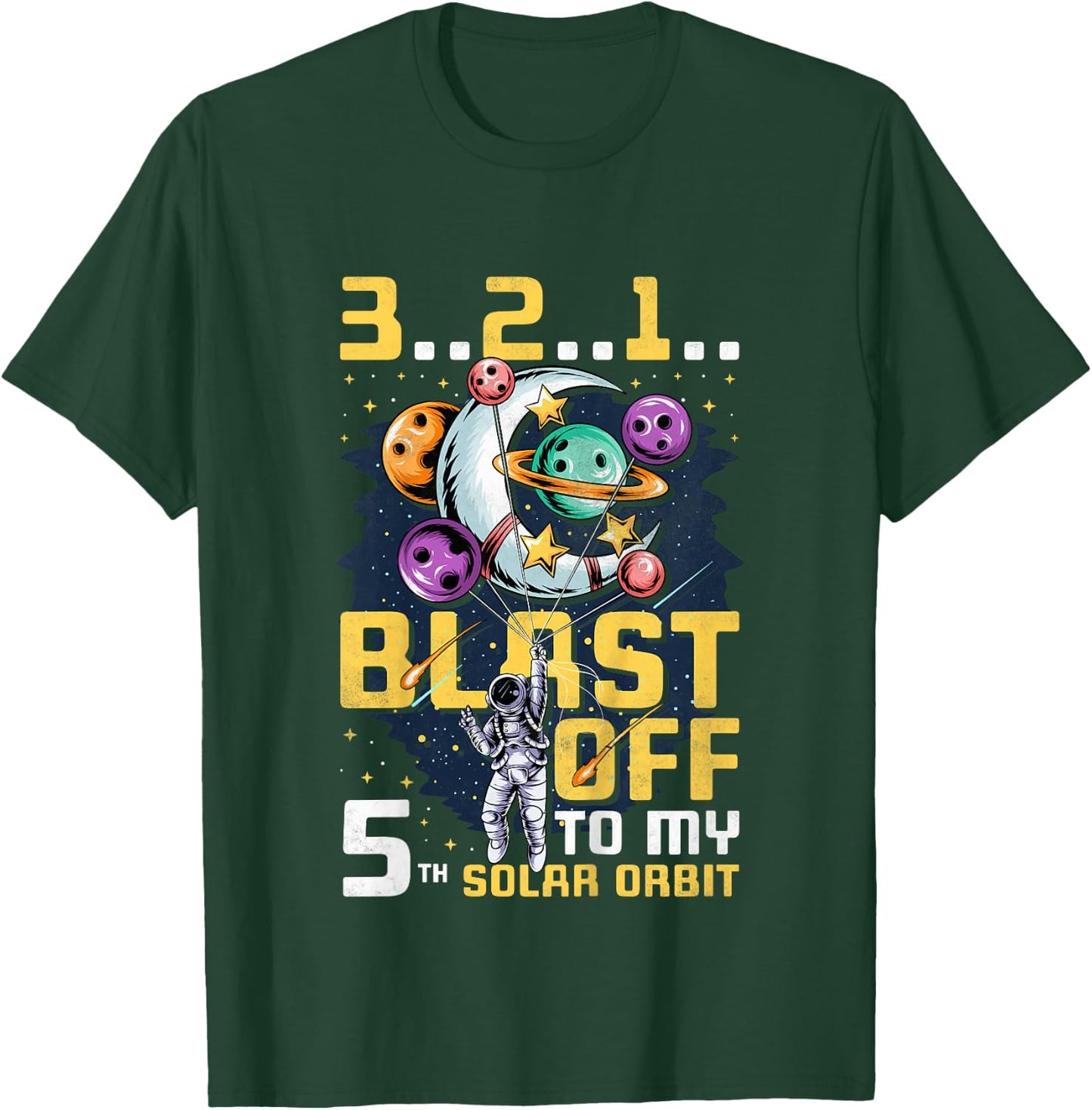 Blast Off To My 5th Solar Orbit, 5th Birthday Astronaut T-Shirt - T-Shirt | Forest