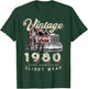 Vintage 1980 Trucker Big Rig Truck Driver 42nd Birthday T-Shirt - T-Shirt | Forest