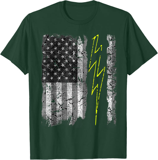 Vintage US Flag Sparky Electrician Electrical Worker T-Shirt - T-Shirt | Forest