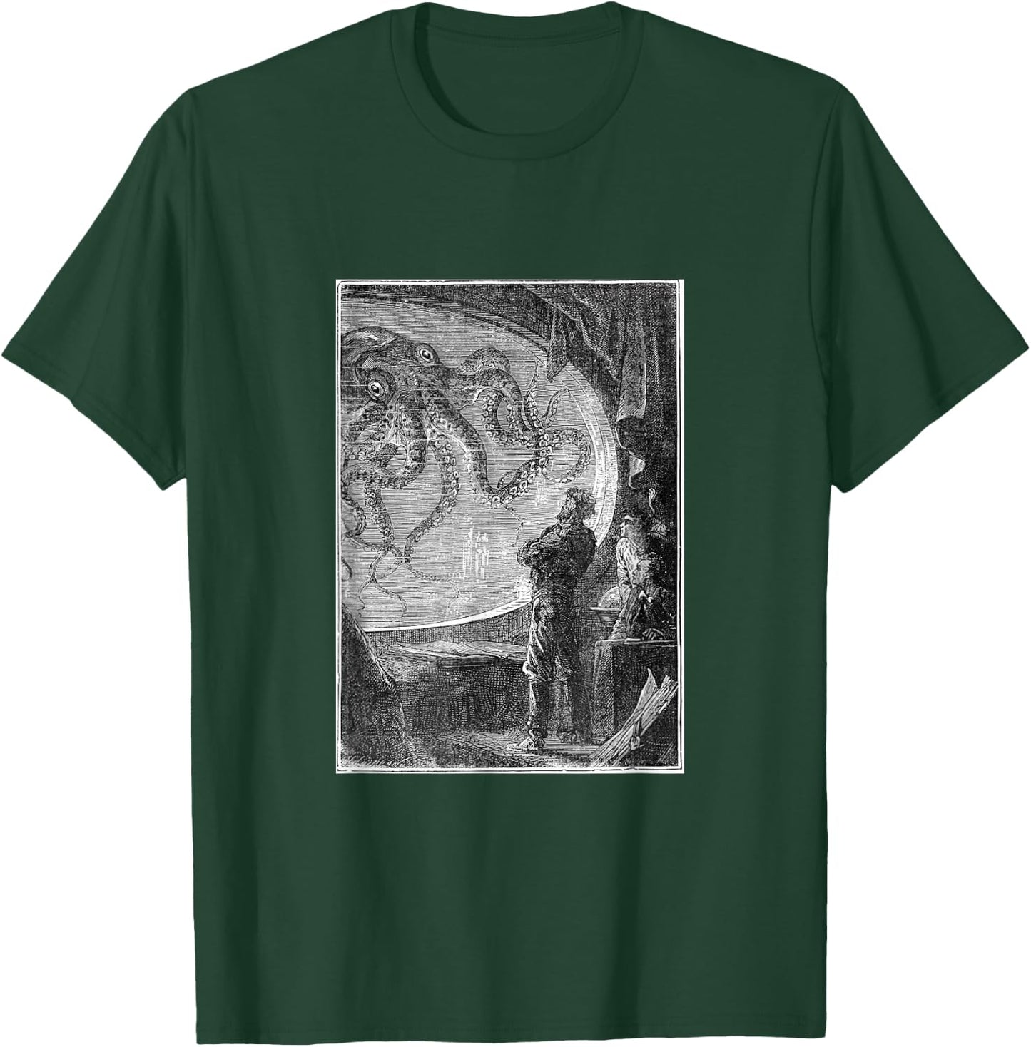 Captain Nemo Watching the Giant Squid T-Shirt - T-Shirt | Forest