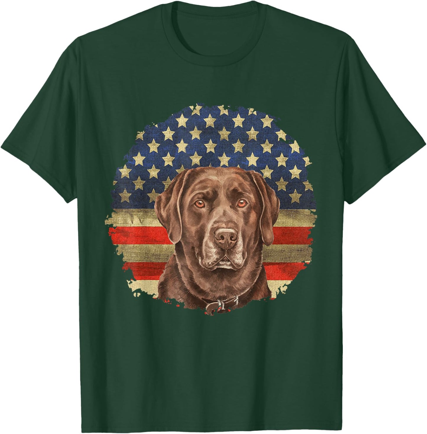 Chocolate Labrador With USA Flag Gift Chocolate Lab Dad Mom Men T-Shirt - T-Shirt | Forest