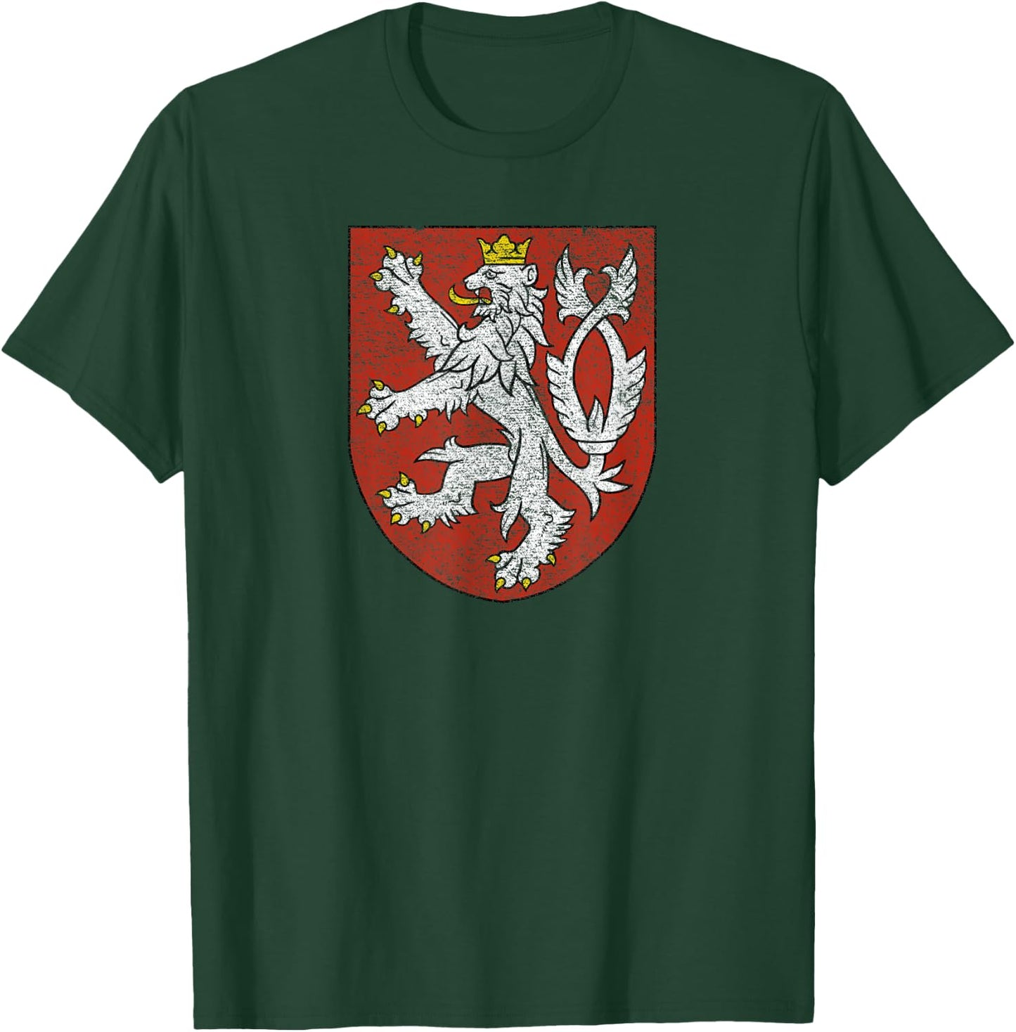 National Flag of Czech Republic Coat of Arms Czech Republic Coat of Arms Bohemia Flag Double-tailed Lion T-Shirt - T-Shirt | Forest