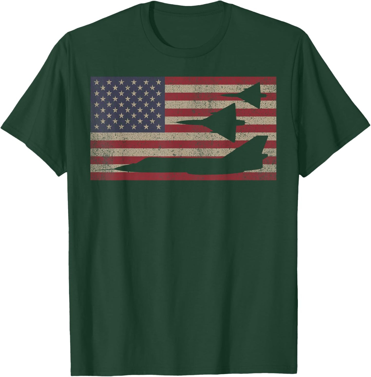 F-106 Delta Dart Fighter Plane USA America Flag Gift T-Shirt - T-Shirt | Forest