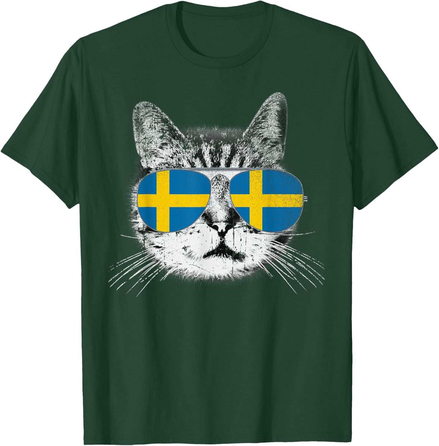 Cat Shirt Swedish Sweden Flag Country Pride Men Women Gift T-Shirt - T-Shirt | Forest