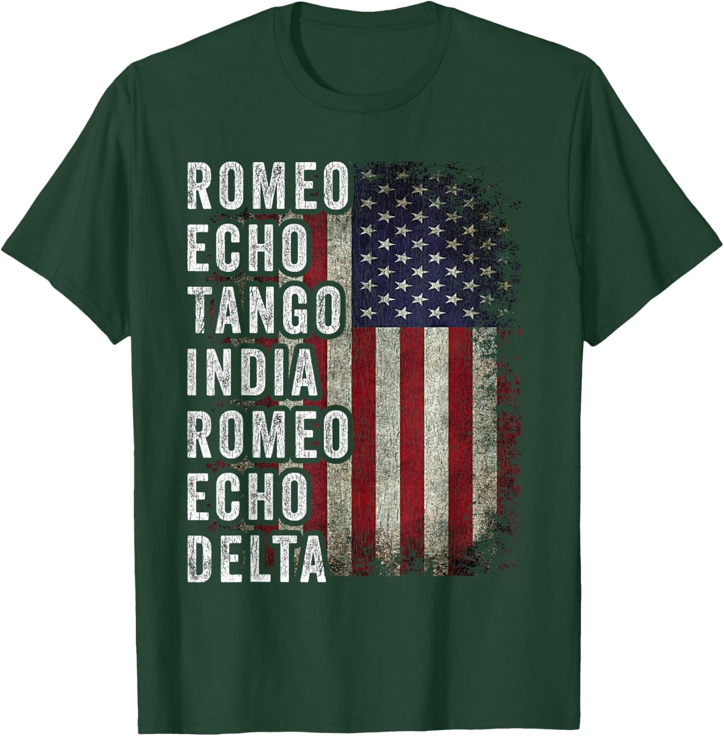 Got Your Six Apparel Inc. Retired Military Phonetic Alphabet Retirement Announcement - -Adults - Black - Short Sleeve - Small - Classic Fit - Cotton, Polyester T-Shirt - T-Shirt | Forest