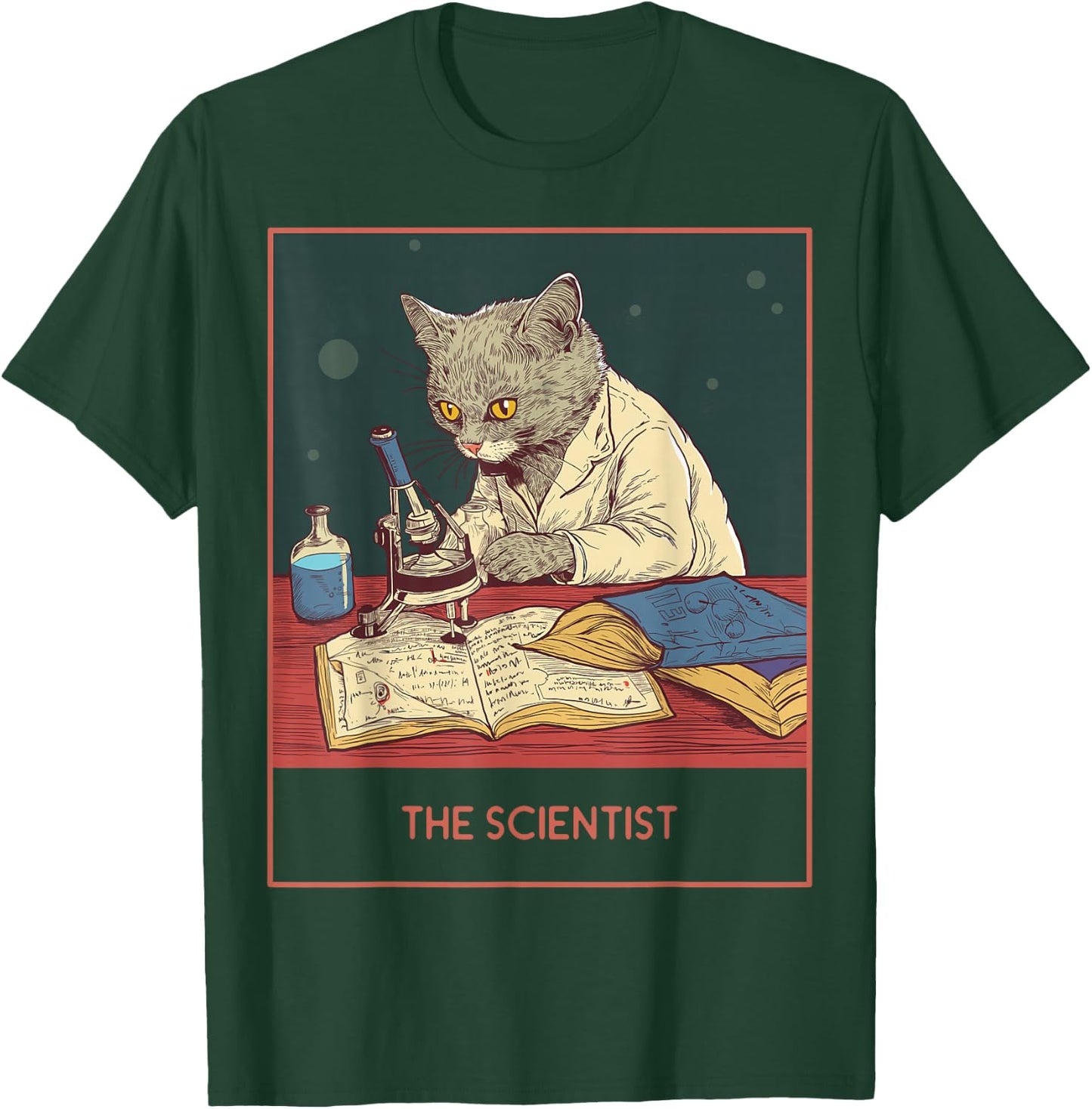 The cat laboratory science, fun white lab coat cat T-Shirt - T-Shirt | Forest