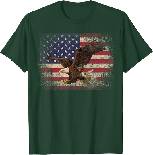 Bald Eagle 4th of July Christmas Gift American Flag Country Kids Men T-Shirt - T-Shirt | Forest