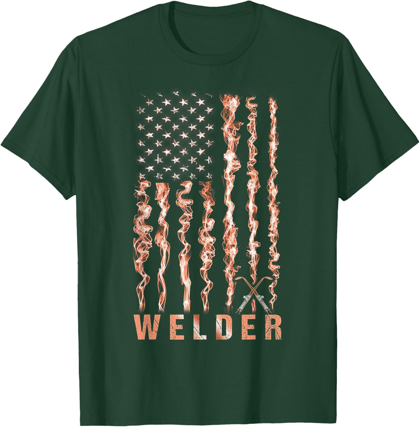Welding Patriotic Distressed USA American Flag Gift Welder Kids Men T-Shirt - T-Shirt | Forest