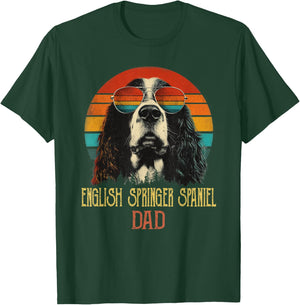 Funny English Springer Spaniel Dad Vintage Dog Sunglasses T-Shirt - T-Shirt | Forest