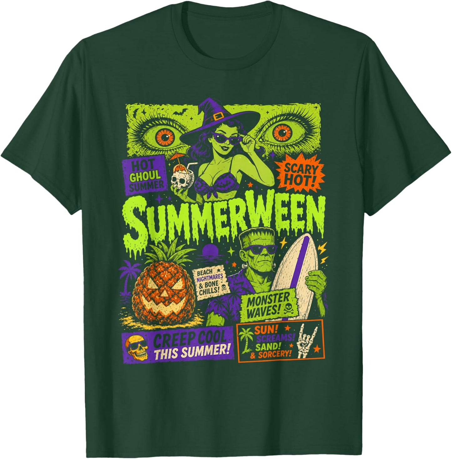 Funny Summerween Vibes Spooky Summer Ghoul Summerween Goth T-Shirt - T-Shirt | Forest