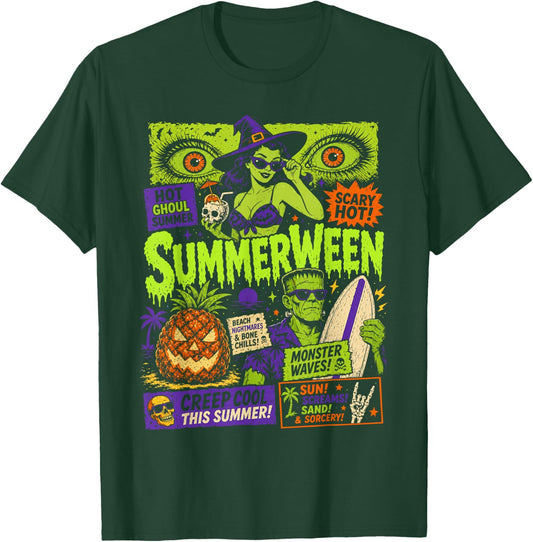 Funny Summerween Vibes Spooky Summer Ghoul Summerween Goth T-Shirt - T-Shirt | Forest