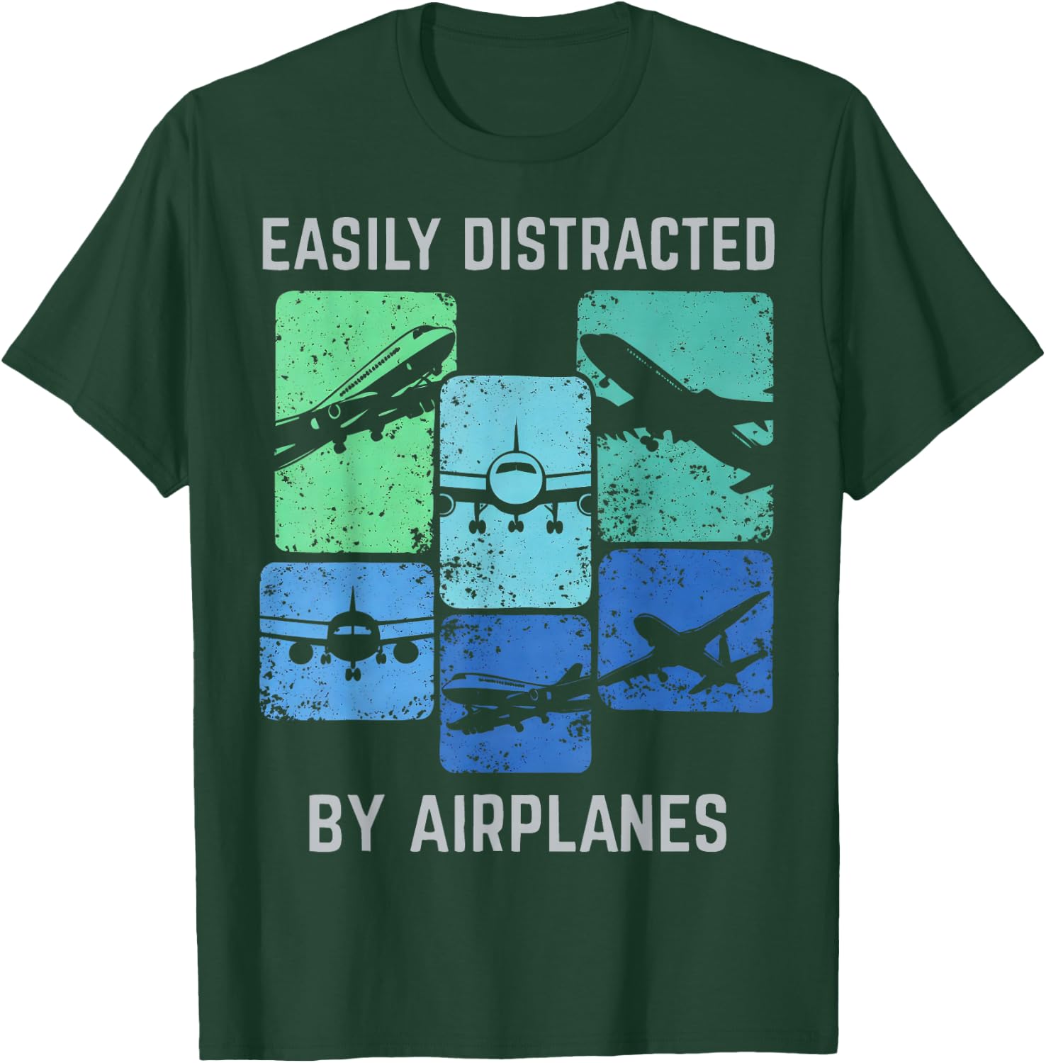 Easily Distracted by Airplanes Gifts Women Kids T-Shirt - T-Shirt | Forest