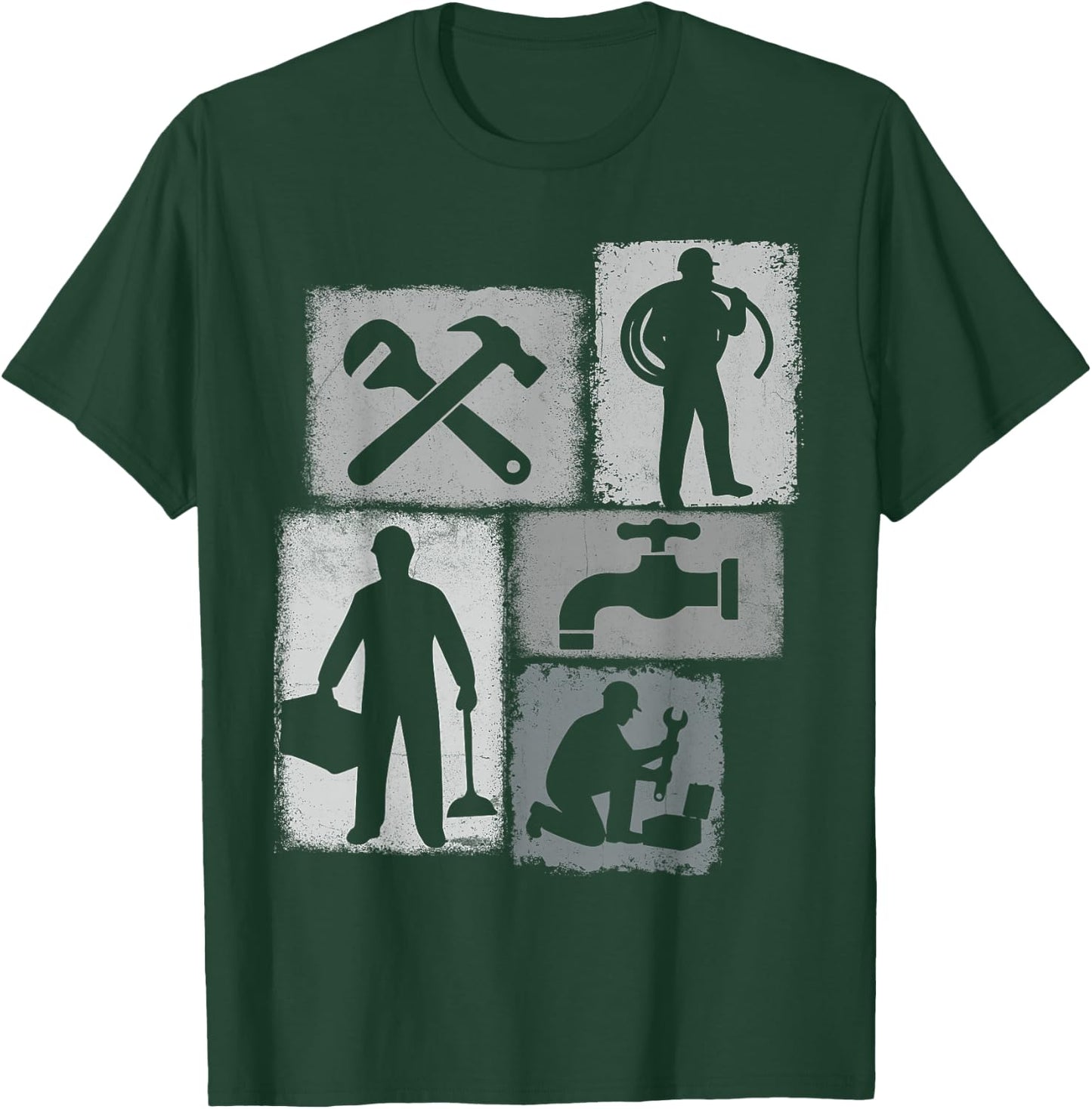 Plumber Vintage Collage Plumbing Men Pipefitter T-Shirt - T-Shirt | Forest