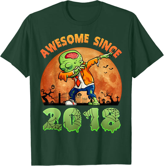 6th Birthday Halloween 6 Years Old Zombie Awesome Since 2018 T-Shirt - T-Shirt | Forest