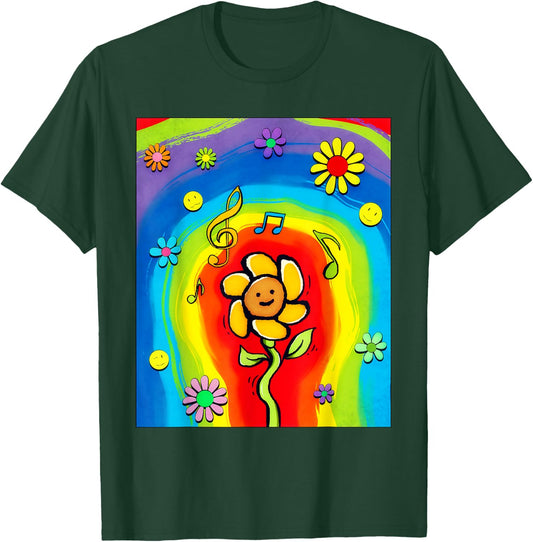Kidcore Aesthetic Rainbow Dancing Flower 80s 90s Retro T-Shirt - T-Shirt | Forest