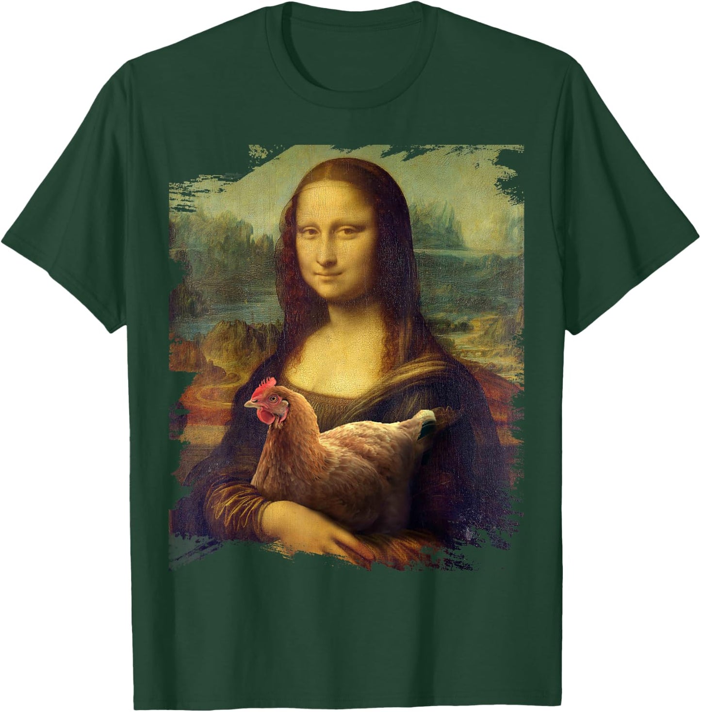 Mona Chicken Lisa Classic da Vinci Chickens Funny T-Shirt - T-Shirt | Forest