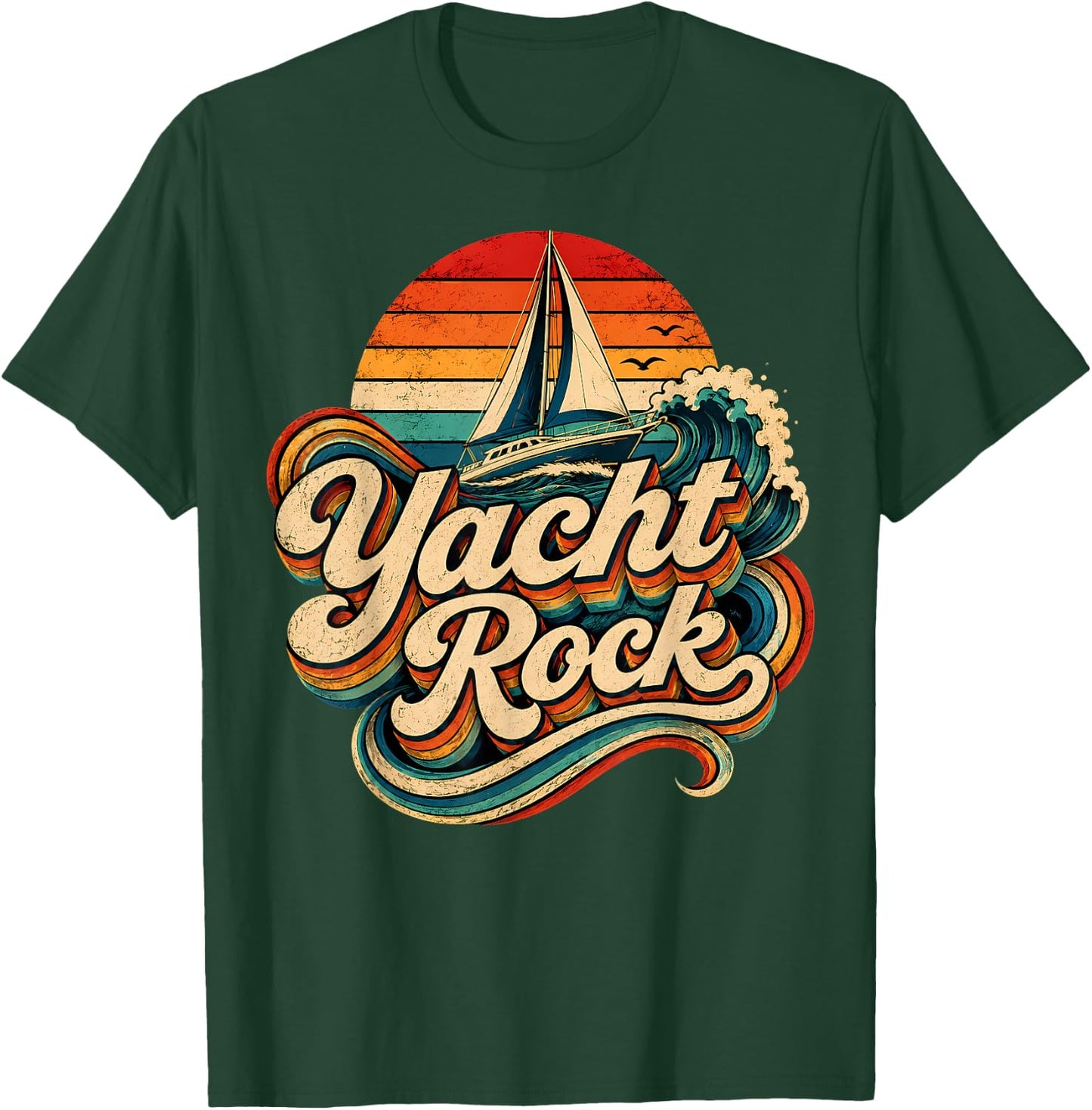 Yacht Rock Boat Vintage 70s 80s Music Vibes Grunge Retro T-Shirt - T-Shirt | Forest