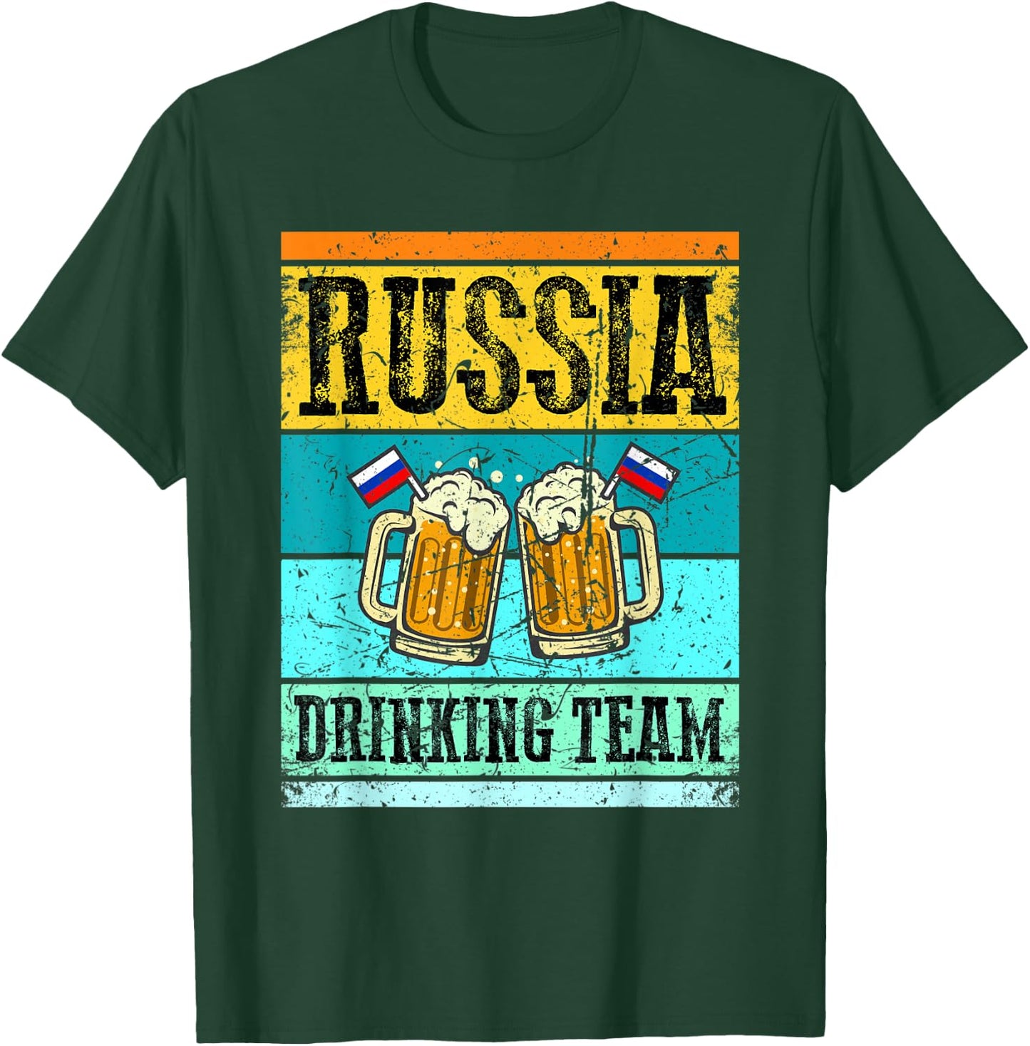 Russia Drinking Team Funny Russian Shirt Flag Beer Party T-Shirt - T-Shirt | Forest