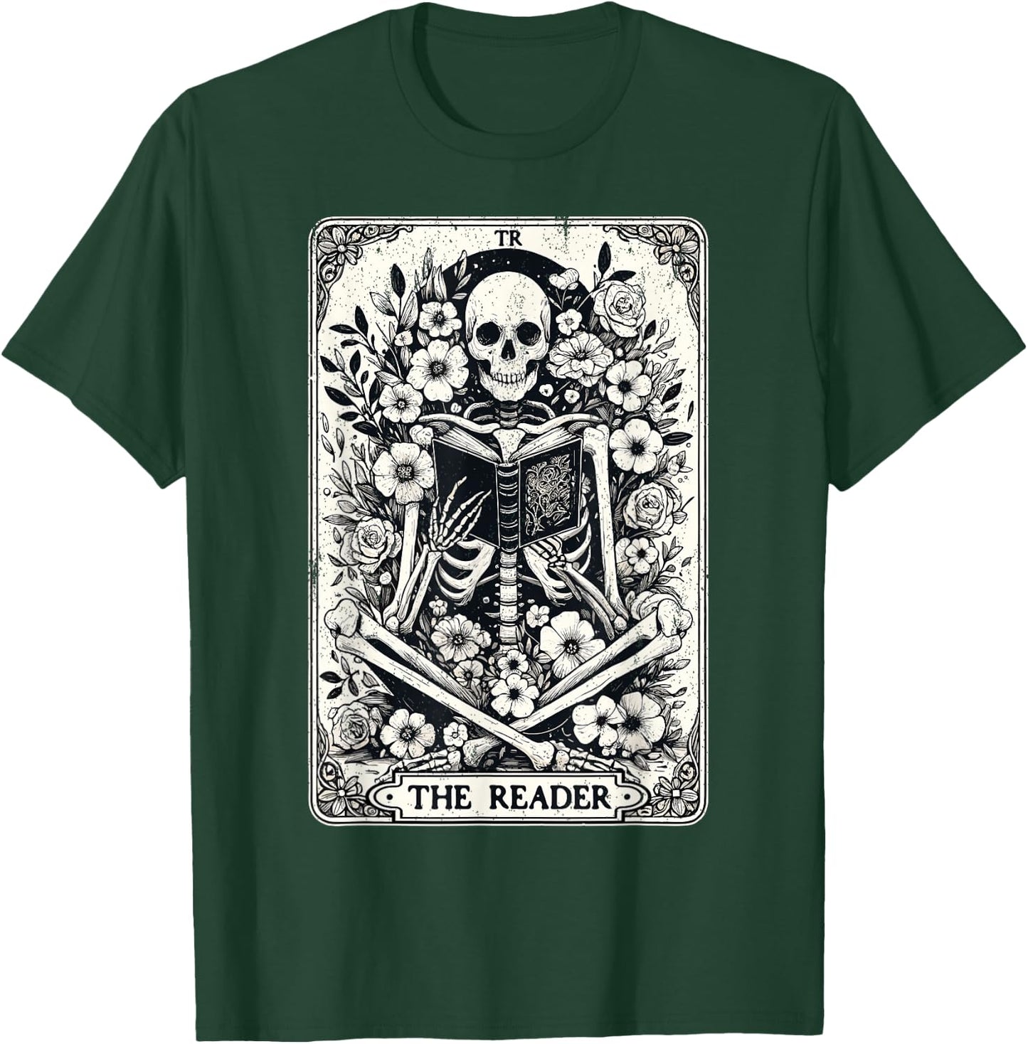 The Reader Skeleton Book Lover Tarot Card Reading Funny Book T-Shirt - T-Shirt | Forest