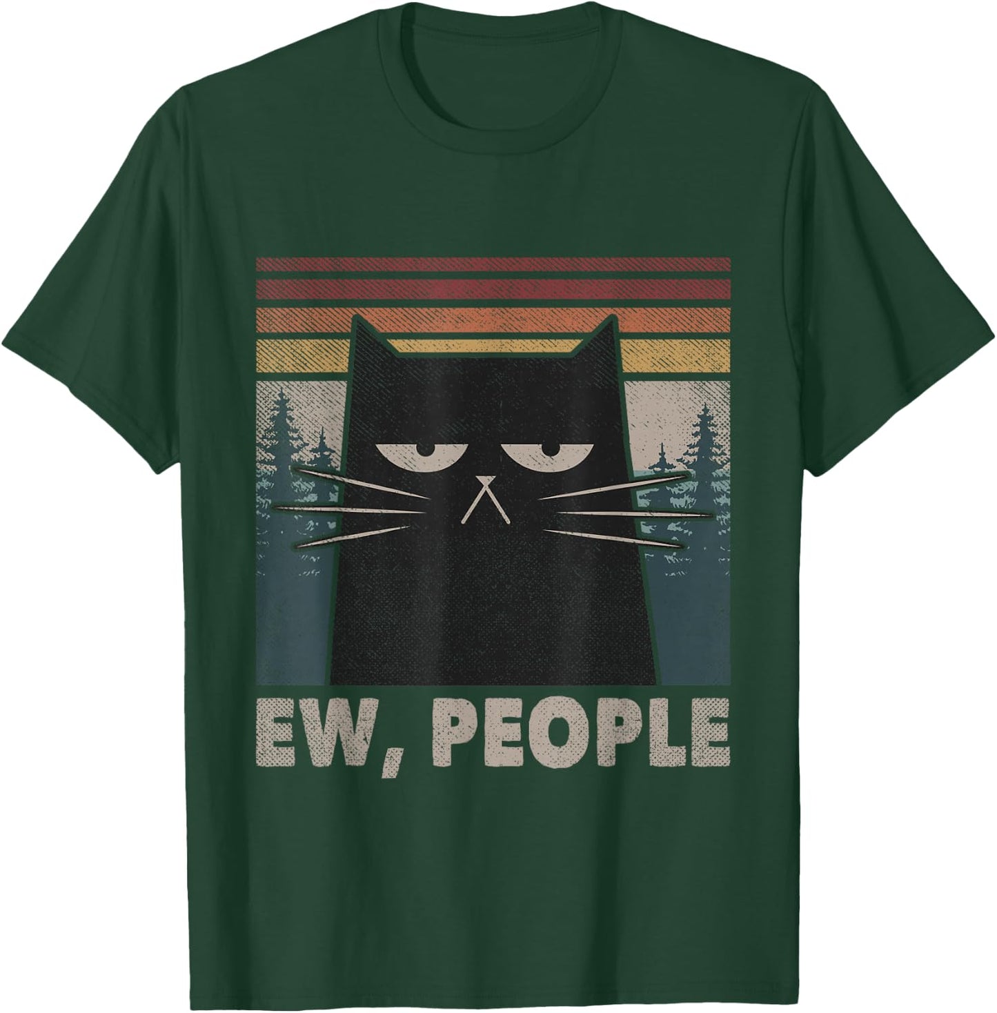 Retro Ew People Black Cat Funny Anti Social Introvert T-Shirt - T-Shirt | Forest