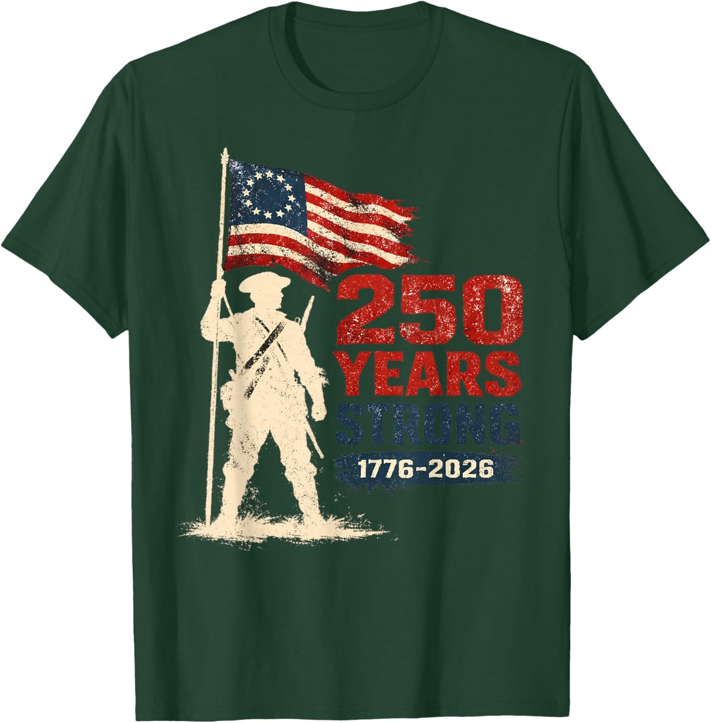 America US Flag 250 1776 2026 250th Anniversary 4th of July T-Shirt - T-Shirt | Forest