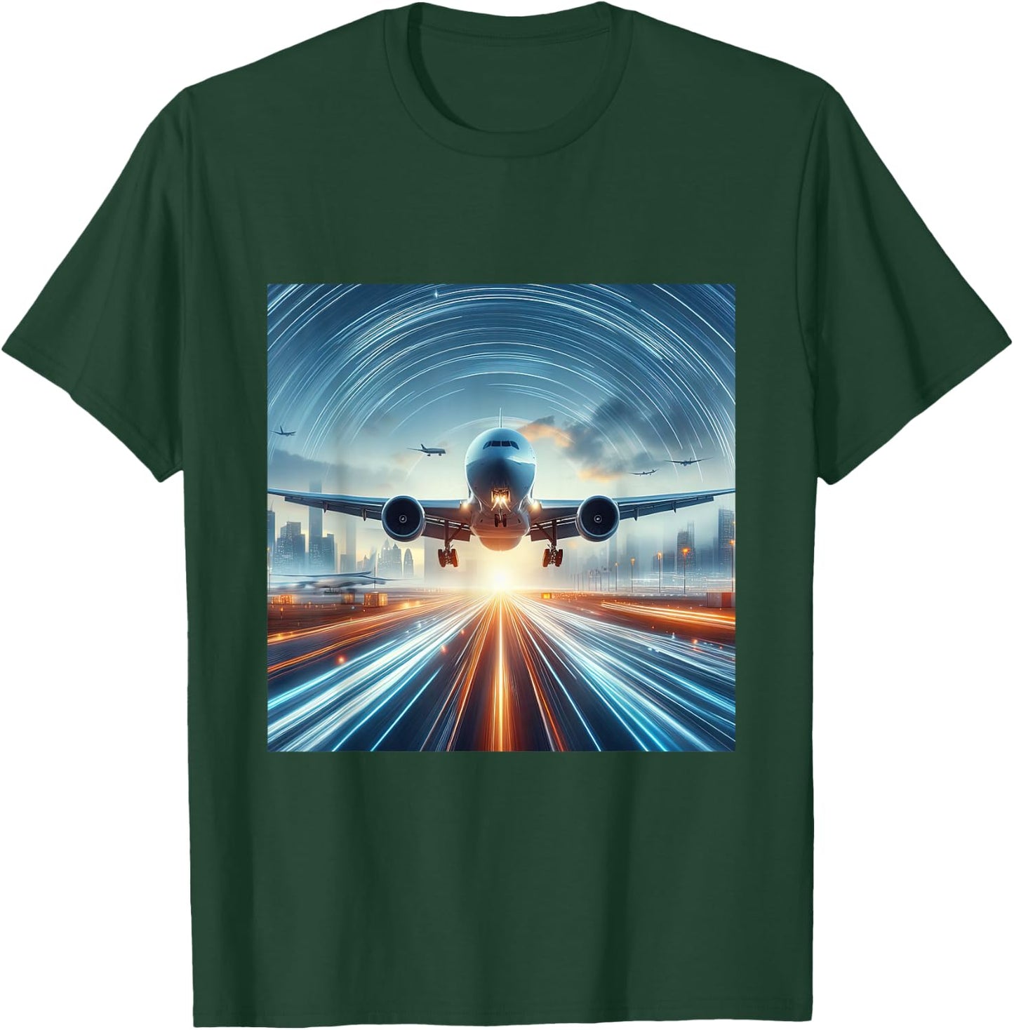 B-777 Aircraft Aviation Airplane Airport Runway Landing T-Shirt - T-Shirt | Forest